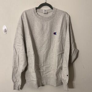 Champion Light Gray Crewneck Sweatshirt with Small Logo